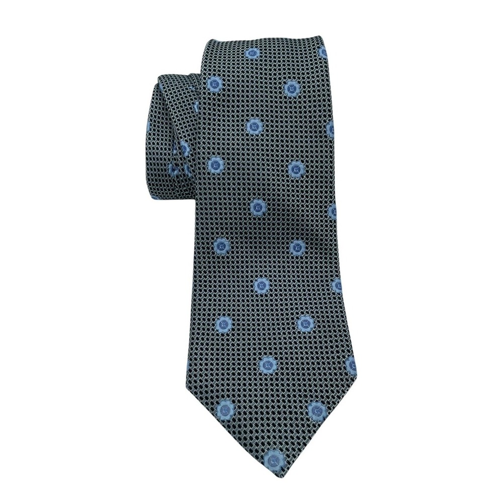 PETER MILLAR 7 fold Men's Sz 3.5"x60"" Black/Blue/Grey Neck Tie (TD1)